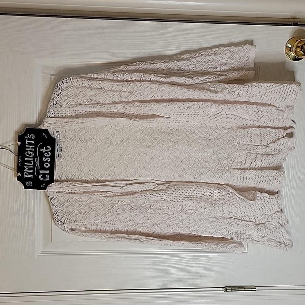 Eight Eight Eight XL White Knit Cardigan Open Front